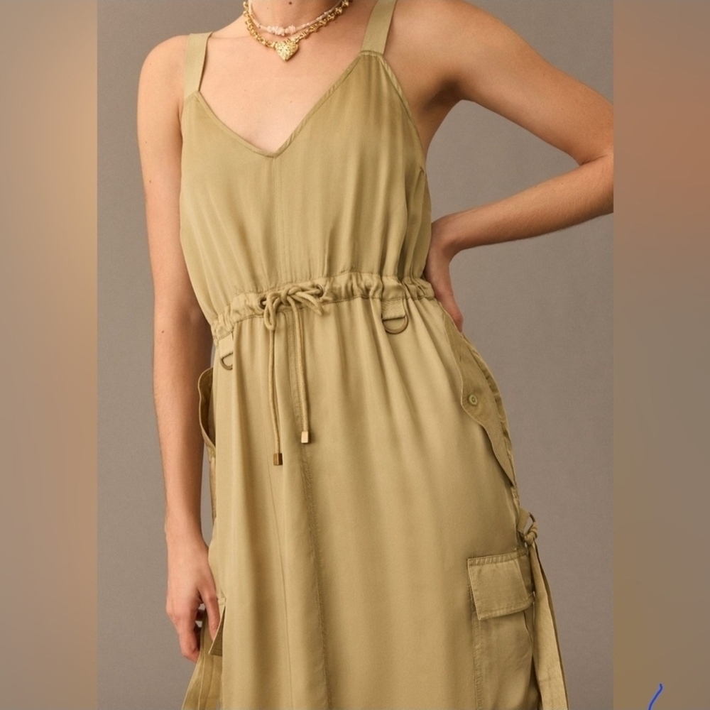Love The Lavel  Olive Utility Dress Sz Medium New With Tags - Picture 3 of 16